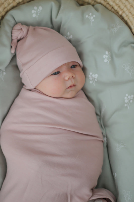 Merino/Bamboo Baby Swaddle Dusty Rose by Burrow & Be