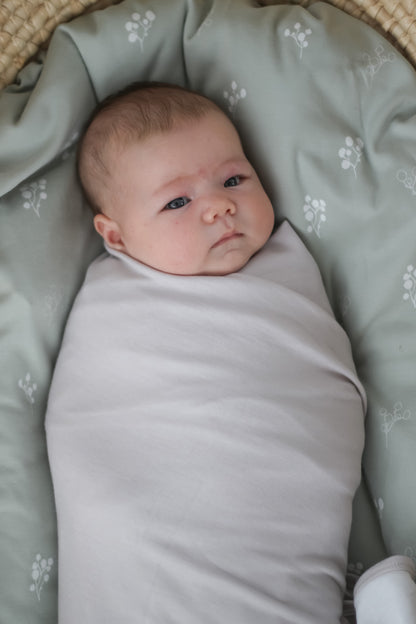 Merino/Bamboo Baby Swaddle Pebble by Burrow & Be